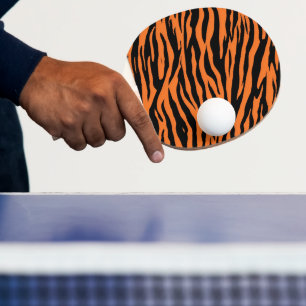 Modern Striped tiger skins Print feline wild black Ping Pong Paddle