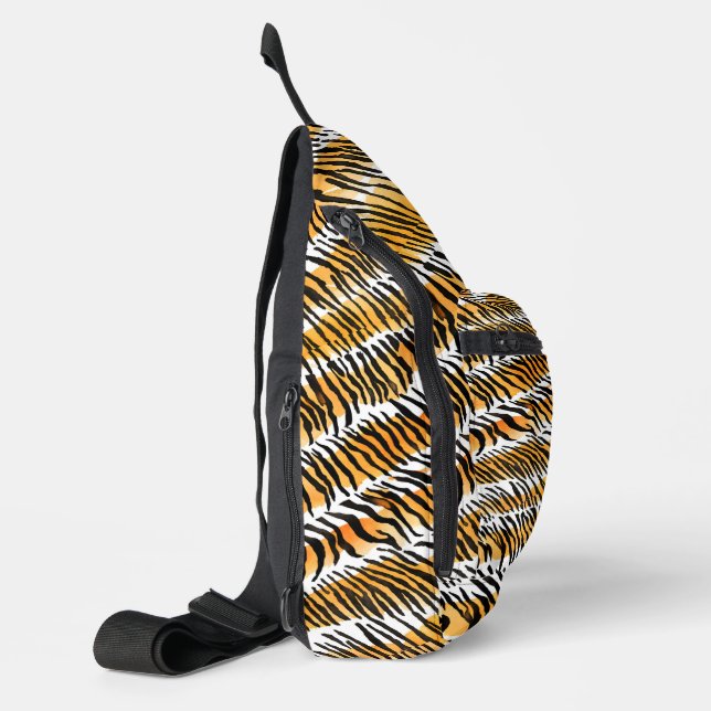 Modern Striped tiger skins Print wild animals wild Sling Bag (Left)