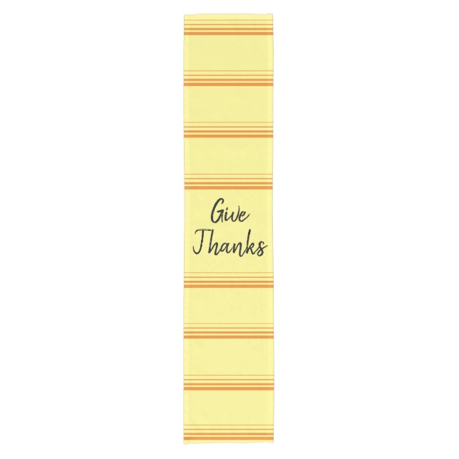 Modern Striped Yellow Give Thanks Table Runner (Front)