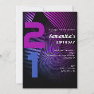Modern Stripes 21st Birthday Invitation