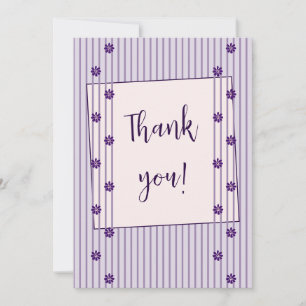 Modern Stripes and Flower Rows Thank You Card