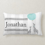 Modern Stripes and Giraffes Nursery Pillow<br><div class="desc">Keep your baby's nursery decor simple,  chic and modern with this grey and white striped design. Other features include grey giraffes and a turquoise balloon.</div>