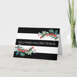 Modern Stripes and Holly Christmas Card