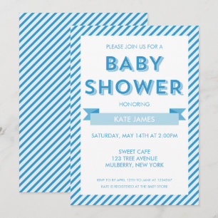 Modern Stripes Blue Baby Shower Invitation