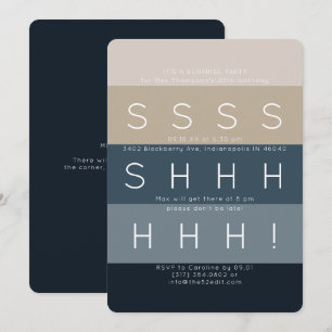 Modern Stripes Blue Surprise Party Invitation