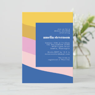 Modern Stripes Blue Yellow Bridal Shower Invitation