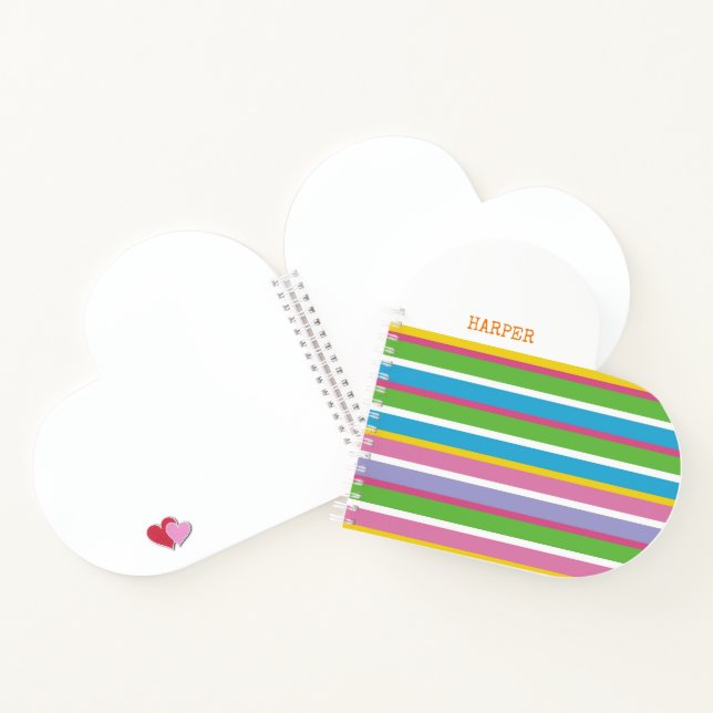 Modern Stripes Bright Colours NAME Preppy Hip Fun Notebook (Inside)
