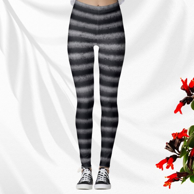 Modern Stripes Charcoal Black and White Leggings (Creator Uploaded)