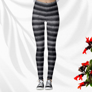 Modern Stripes Charcoal Black and White Leggings
