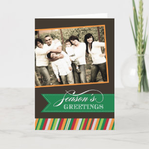 Modern Stripes Christmas Photo Greeting Card