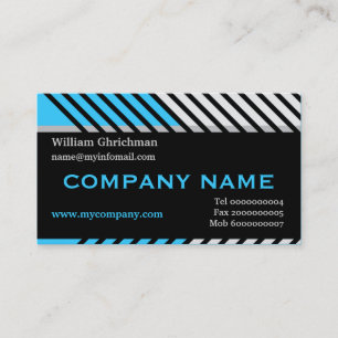 Modern stripes construction black, blue, grey business card