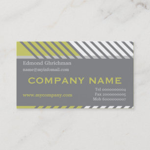Modern stripes construction white, olive, grey business card