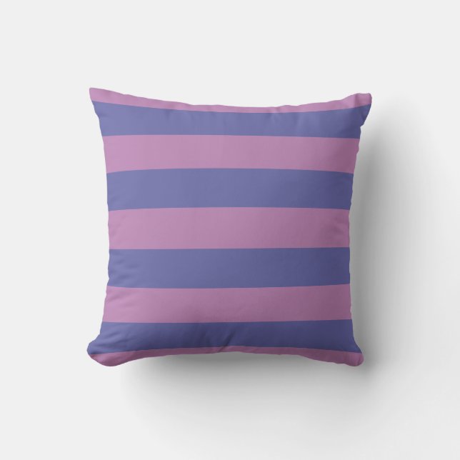Modern stripes dark purple and pink cushion (Front)