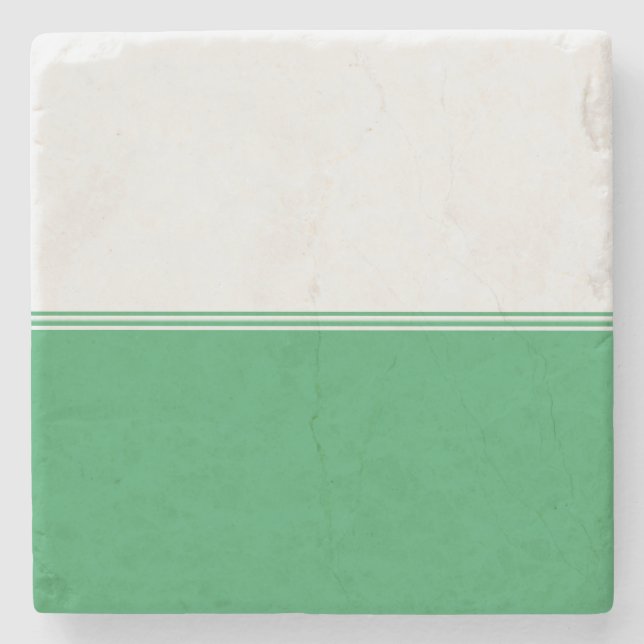 Modern Stripes Emerald Green Custom Stone Coaster (Front)
