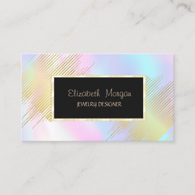Modern Stripes,Frame Holographic Jewellery Designe Business Card (Front)
