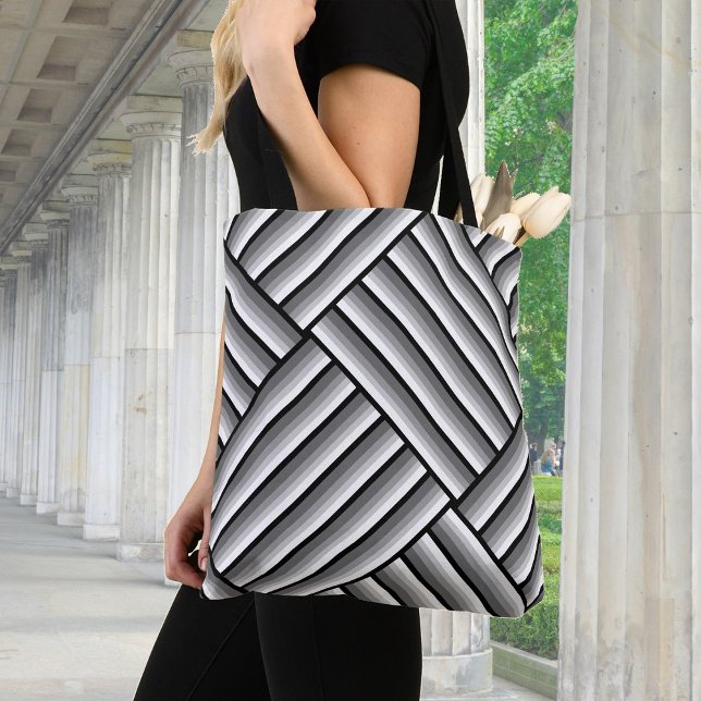 Modern stripes in black, white and grey - cool   tote bag (Creator Uploaded)