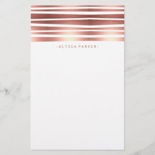 Modern Stripes in Faux Rose Gold Stationery