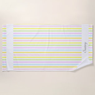 Modern Stripes in Multicolor Pastel Colours Beach Towel