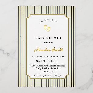 Modern Stripes Little Feet Baby Shower Foil