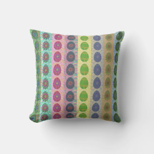 Modern Stripes of Abstract Coloured Easter Eggs Ar Cushion