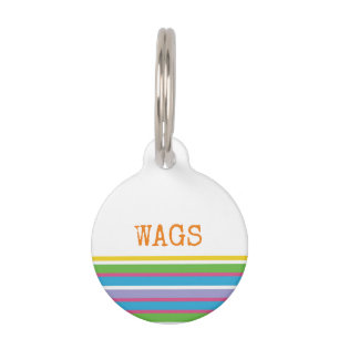 Modern Stripes Pattern Bright Hip Pet NAME Fun Tag