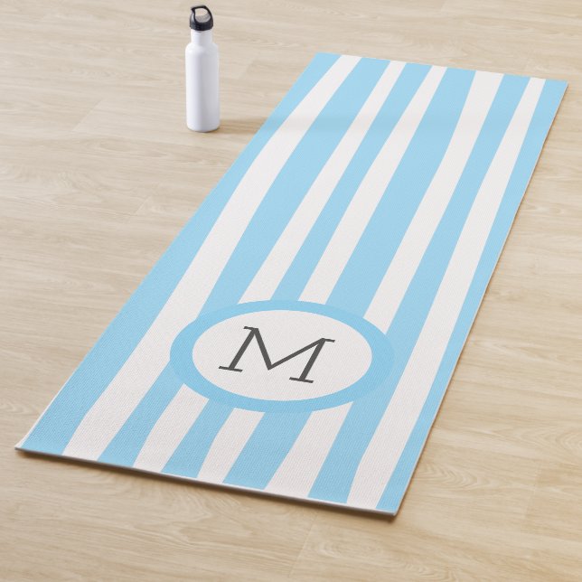 Modern  stripes pattern custom colours monogrammed yoga mat (In Situ)