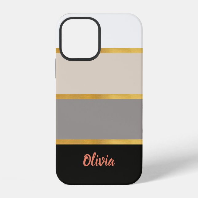 Modern Stripes Pattern with Name Case-Mate iPhone  Case (Back)