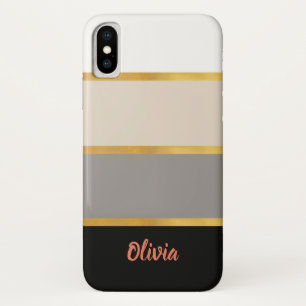 Modern Stripes Pattern with Name Case-Mate iPhone  iPhone X Case
