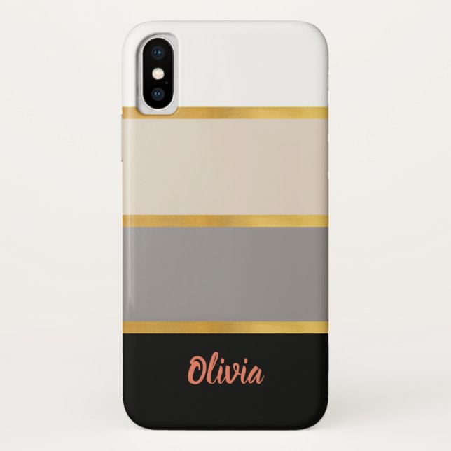 Modern Stripes Pattern with Name Case-Mate iPhone  Case-Mate iPhone Case (Back)