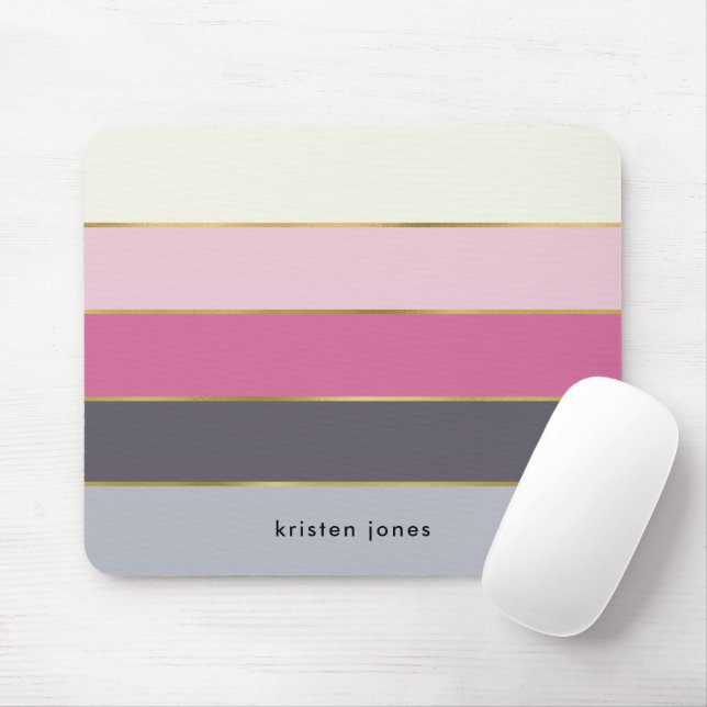 Modern Stripes Personalised Mouse Mat (With Mouse)