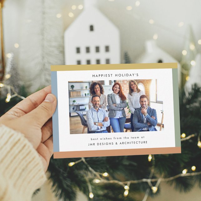 Modern Stripes Photo Business Flat Holiday Card (Creator Uploaded)