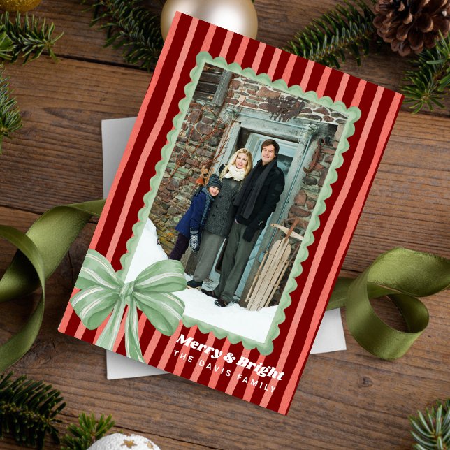 Modern Stripes Photos Holidays Invitation (Creator Uploaded)