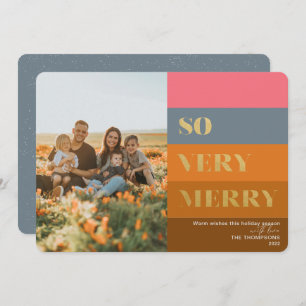 Modern Stripes Rust So Very Merry Photo Holiday Card