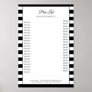 Modern Stripes Salon Price List Poster