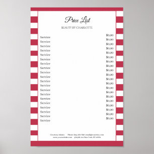 Modern Stripes Salon Price List Poster
