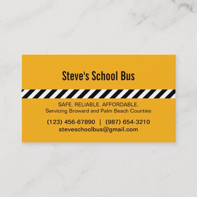 Modern Stripes School Bus Business Card (Front)
