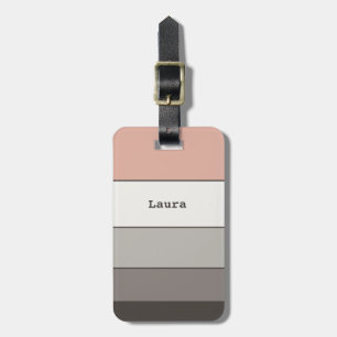 Modern Stripes Stylish Pink Grey Simple Young Luggage Tag