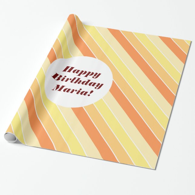 Modern stripes sunshine orange table runner cover wrapping paper (Unrolled)