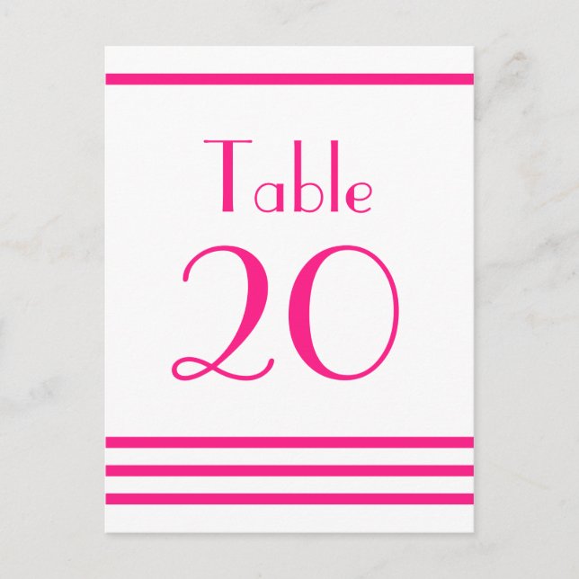 Modern Stripes Table Numbers (Hot Pink) Postcard (Front)