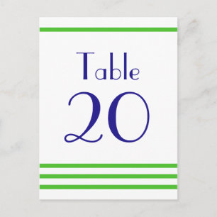 Modern Stripes Table Numbers (Lime Green / Navy) Postcard