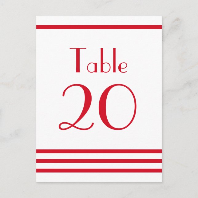 Modern Stripes Table Numbers (Red) Postcard (Front)