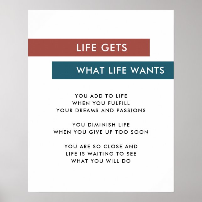 Modern Stripes Terracotta Teal Motivational Quote Poster (Front)