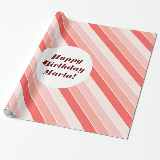 Modern stripes tickled pink table runner cover wrapping paper (Unrolled)