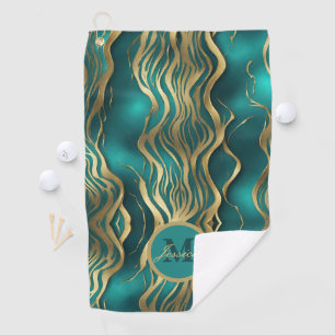 Modern Stripes Turquoise Teal Blue Personalised Golf Towel