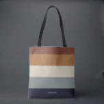 Modern Stripes with Monogram Earthy Tote Bag<br><div class="desc">Colourful trendy striped pattern - featuring harmonious colours in earthy colours. Personalise with your name or monogram.  If you need it in different colours please click on the contact button under the product description,  I'm happy to help.</div>