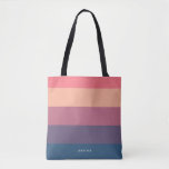 Modern Stripes with Monogram Tote Bag<br><div class="desc">Colourful trendy striped pattern - featuring harmonious colours with a girly and feminine touch. Personalise with your name or monogram.  If you need it in different colours please click on the contact button under the product description,  I'm happy to help.</div>