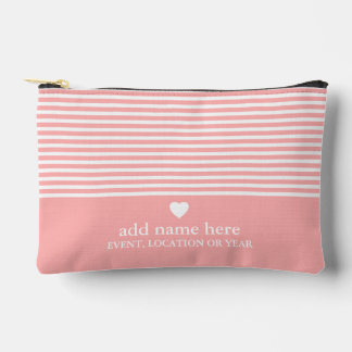 Modern Stripes with Upscale Heart Monogram Accessory Pouch
