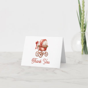 Modern Stroller Merry Little Christmas Baby Shower Thank You Card