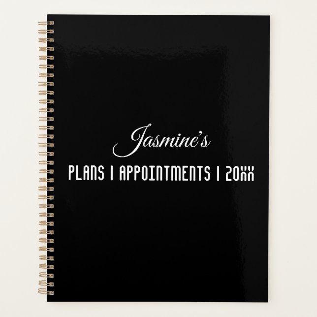 Modern Student Black White Year Name Organiser  (Front)