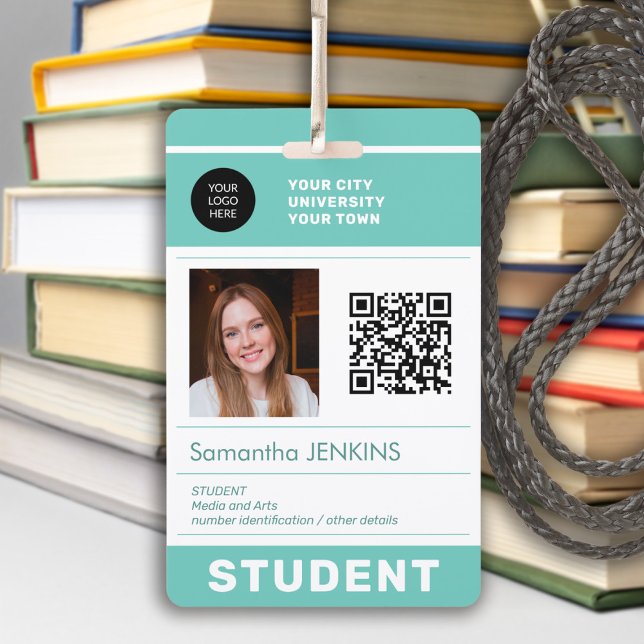 Modern student photo ID QR code school university  Badge (Creator Uploaded)